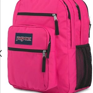 JanSport bright Pink Backpack with a lot of storage space.